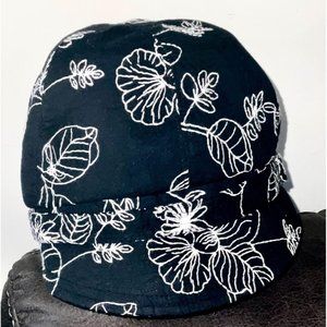 San Diego Hat Company 100% Cotton Black With A White Embroidered Floral Design